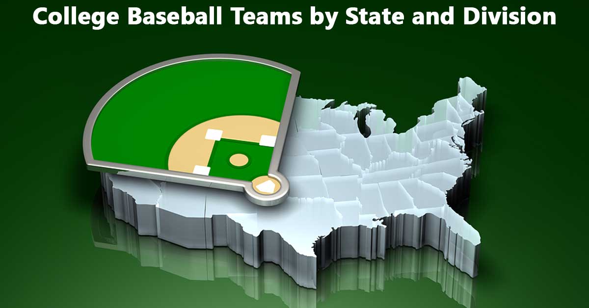 College Baseball Teams by State and Division
