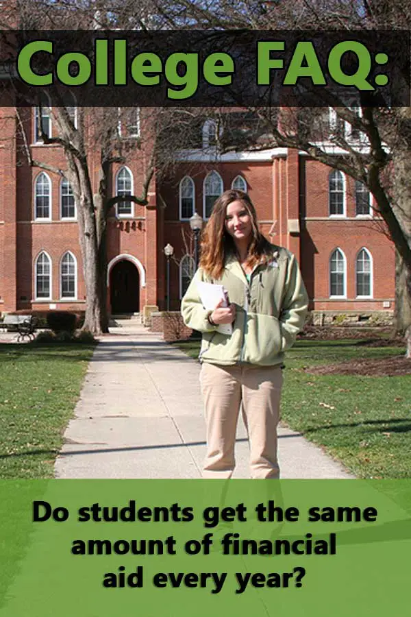 Students aren\'t likely to receive the same amount of aid every year because of changing family financial conditions and availability of aid.
