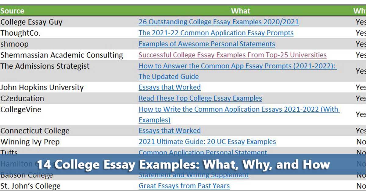 what are typical college essay questions